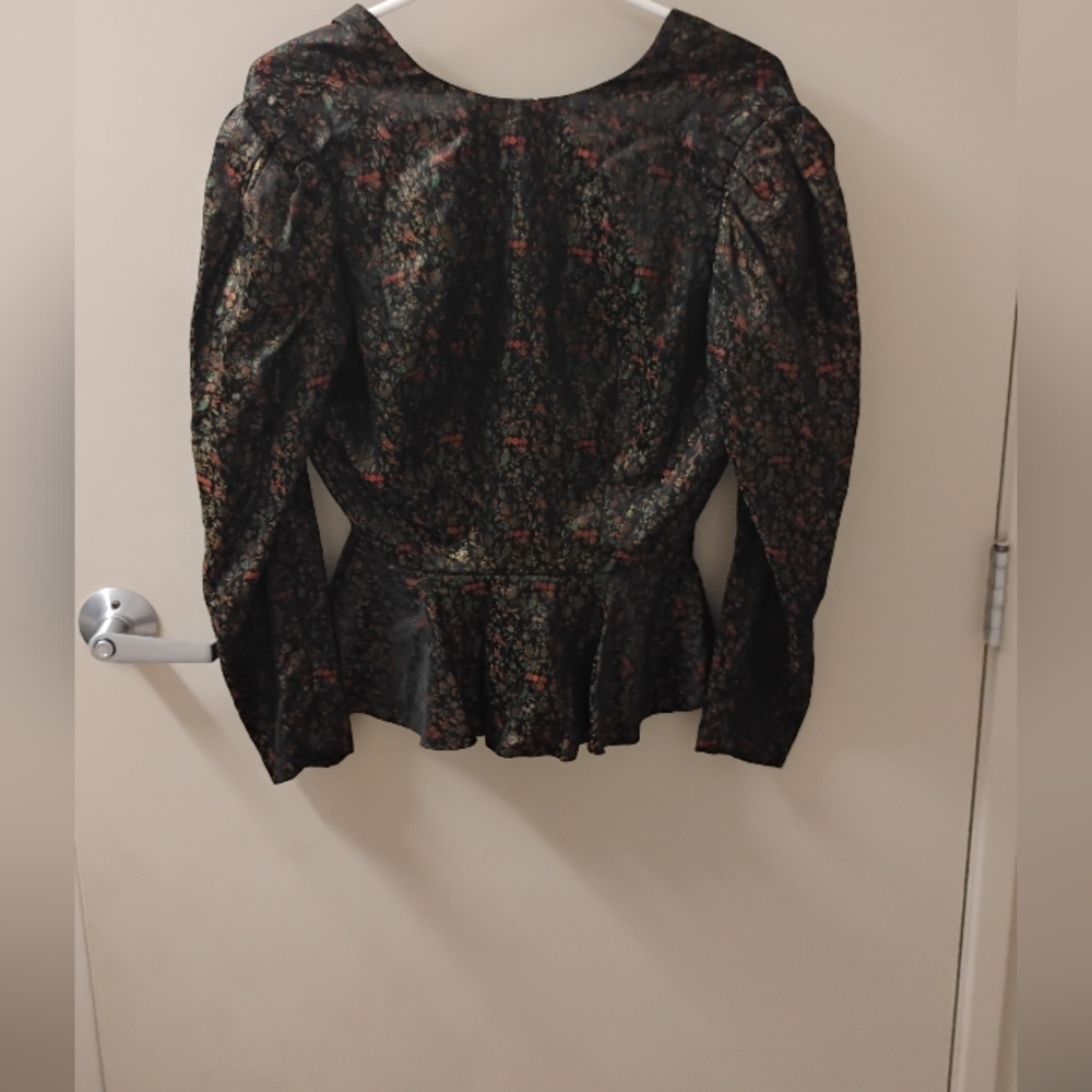 Vintage 1980s Brocade Peplum Holiday Top Blouse